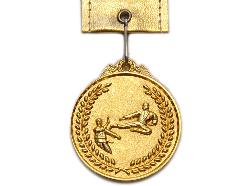 Медаль спортивная с лентой "Каратэ". Диаметр 6,5 см.