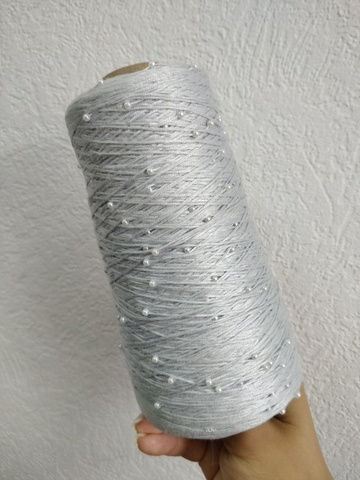 Серебро, арт. 24, хлопок с бисером