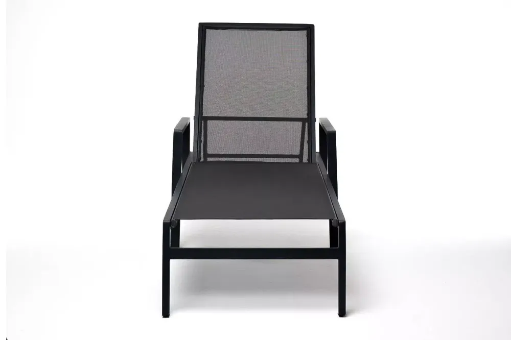 "Парма" шезлонг из алюминия темно-серый (RAL7024) муар, ткань текстилен темно-серая