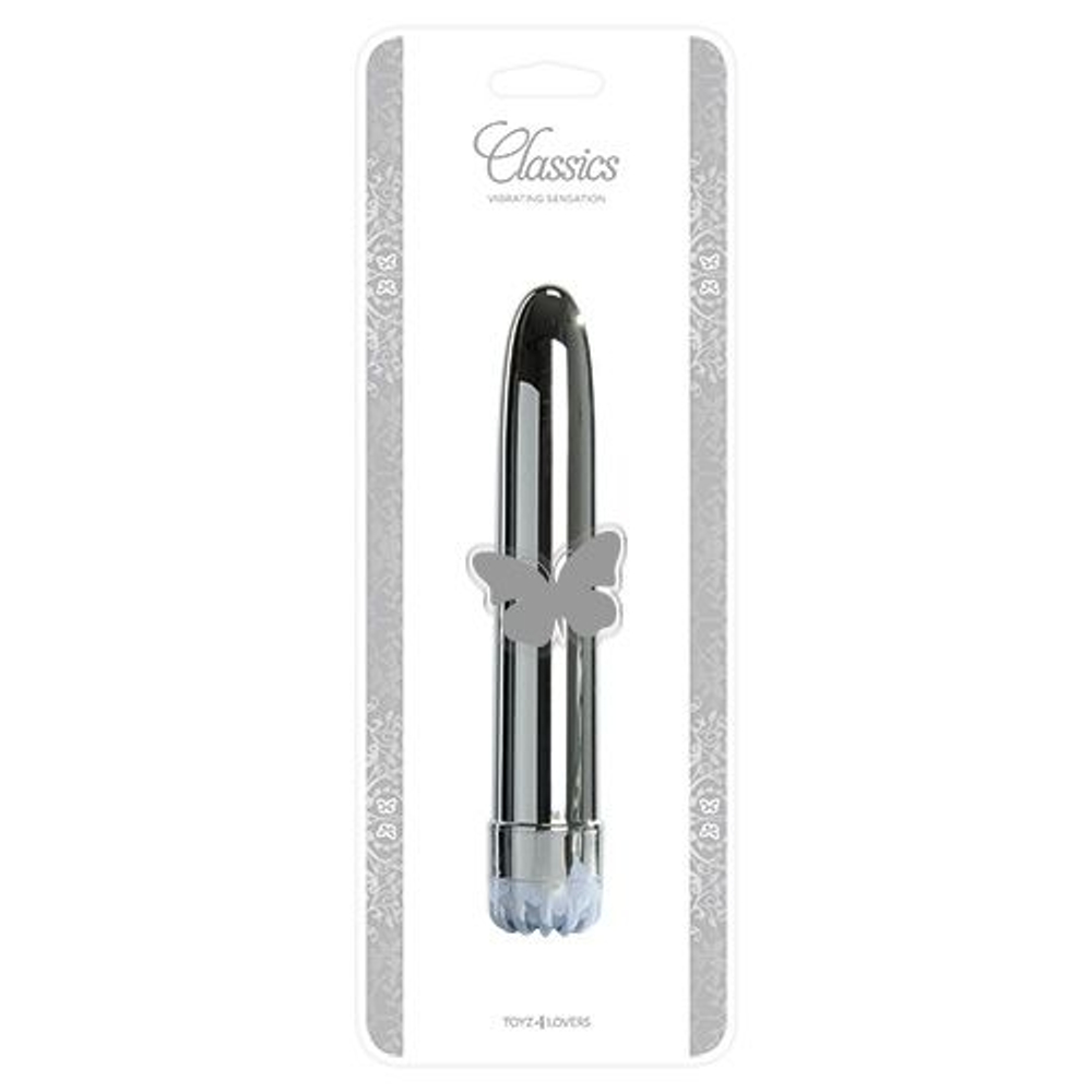 Серебристый классический вибратор CLASSIC SILVER LARGE - 20 см. (Цвет: серебро)