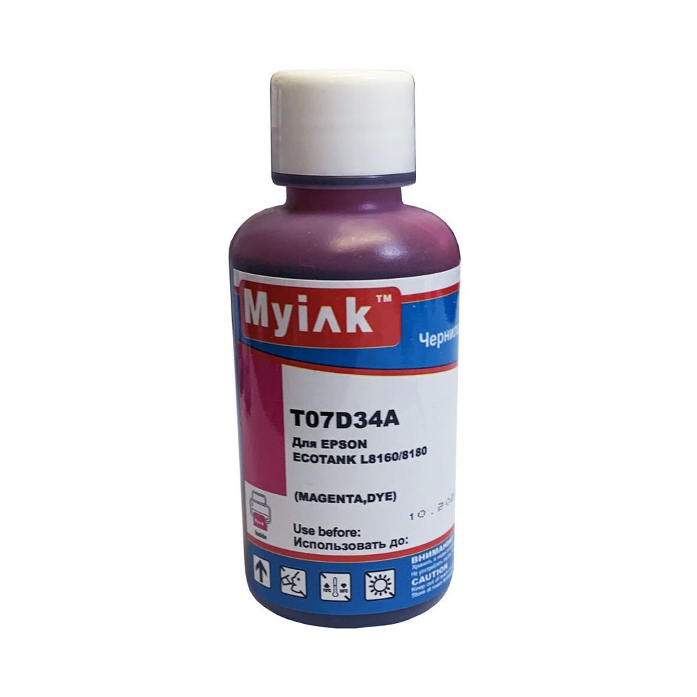 Чернила для EPSON EcoTank 115 (T07D34A) L8160 / L8180 (100мл, magenta)  MyInk