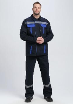 Костюм ИТР СОП UZ (тк.Саржа,250) брюки, т.синий/васильковый