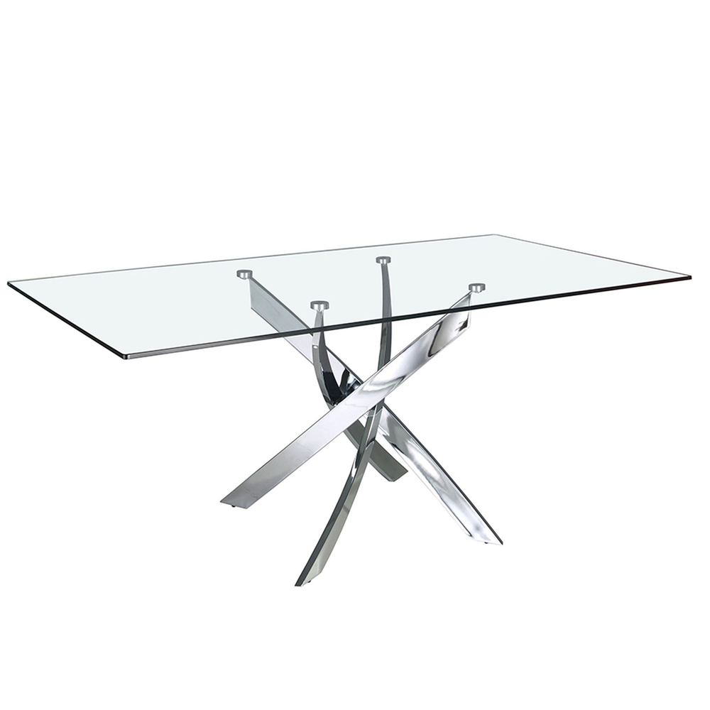 Стол обеденный прямоугольный Angel Cerda F2133 /1061 стекло 150x95 с ножками из нержавеющей стали