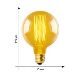 IL-V-G95-60-GOLDEN-E27 VW01 Лампа накаливания Vintage. Форма шар. Форма нити VW. Картон. ТМ Uniel