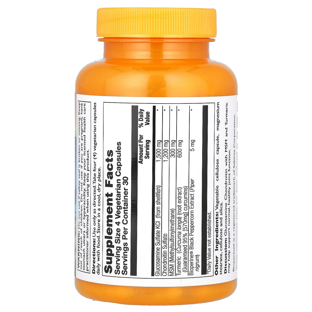 Thompson, глюкозамин и хондроитин с МСМ и куркумой, 120 вегетарианских капсул