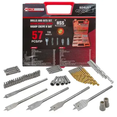 Сверла и биты, набор 57пр. FORCEKRAFT FK-924U57