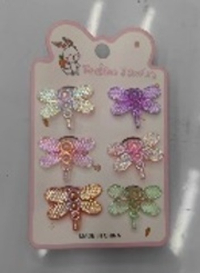 Резинки для волос детские 6шт «БАМБИ БУМ», Стрекозки, микс 6 цветов, d-2.см/12*7.5см