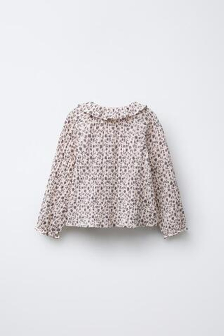 ZARA РУБАШКА С ЦВЕТОЧНЫМ ПРИНТОМ, ЭКРЮ