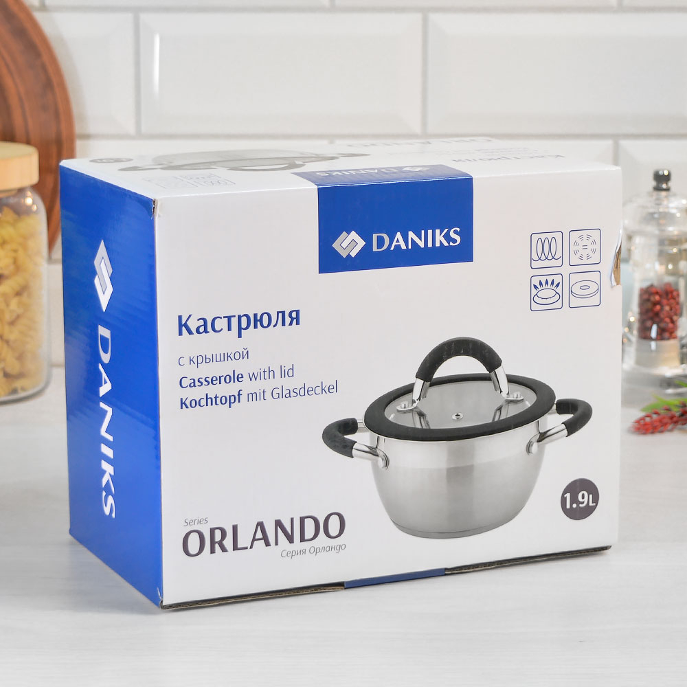 Кастрюля 1,9л нерж, индукция, "Daniks" Орландо GS-01435-16CA