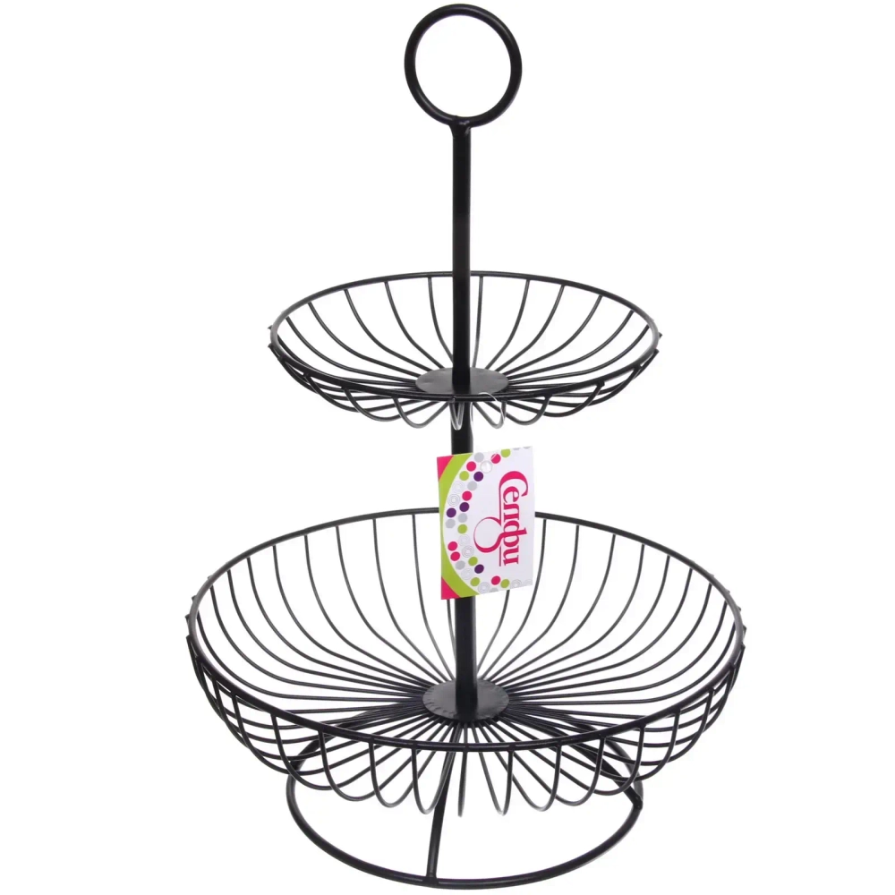 Фруктовница «Brownie» 2 яруса (16*25*36см) полоски черная