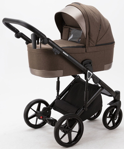 Детская коляска Adamex Marco 2 в 1 GA10 (ШОКОЛАД.ТК.+ ШОК. КОЖ. ОТДЕЛКА)