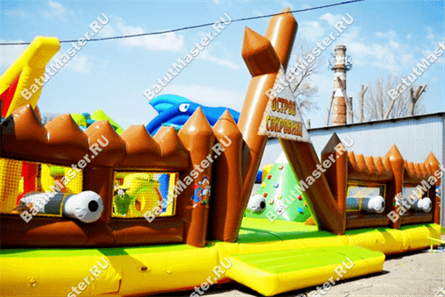 Большой надувной батут "Говорящая акула" 14*10*6 м