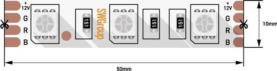 Светодиодная лента SWG 14,4W/m 60LED/m 5050SMD разноцветный 5M 007268
