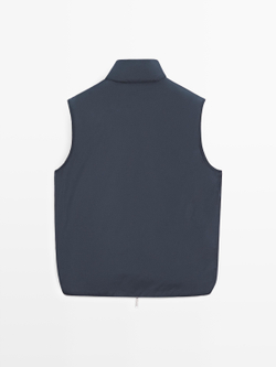 Massimo Dutti Легкий водоотталкивающий стеганый жилет, темно-синий