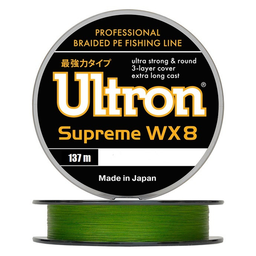 Шнур ULTRON WX 8 Supreme 0,19 мм., 16,0 кг, 137 м, хаки