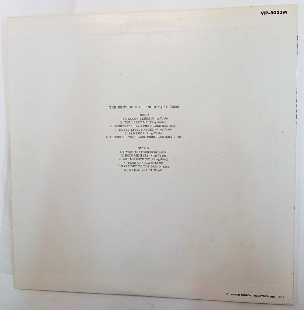 Винтажная виниловая пластинка B.B. King The Best Of B.B. King Original Take (Japan 1978)