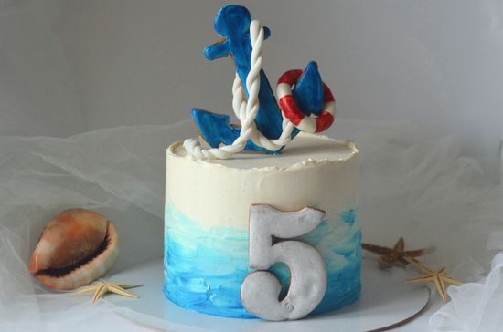 Торт морской с якорем №1023