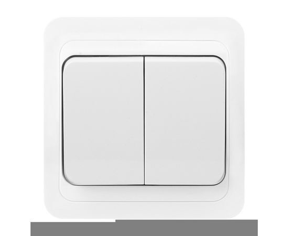 Выключатель Smartbuy 2-клавишный 10А, керамика "Марс" (SBE-02w-10-SW2-0-c), белый