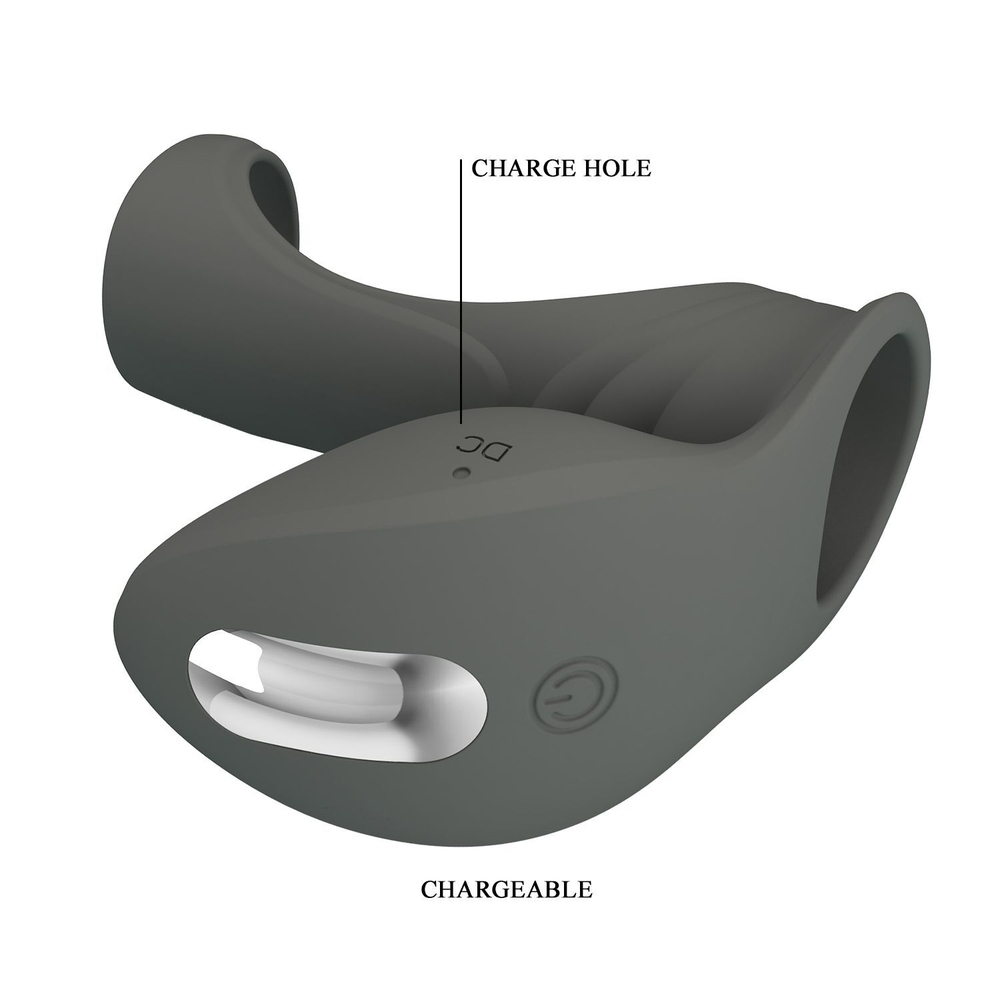 Серая насадка для пениса с вибростимуляцией (Цвет: серый)