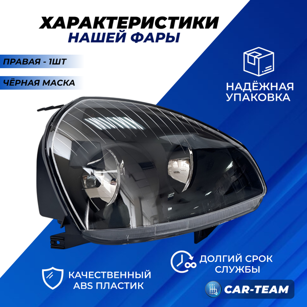 Фара Лада Приора передняя "РусФар" черная маска, правая (51700-3711010-25)