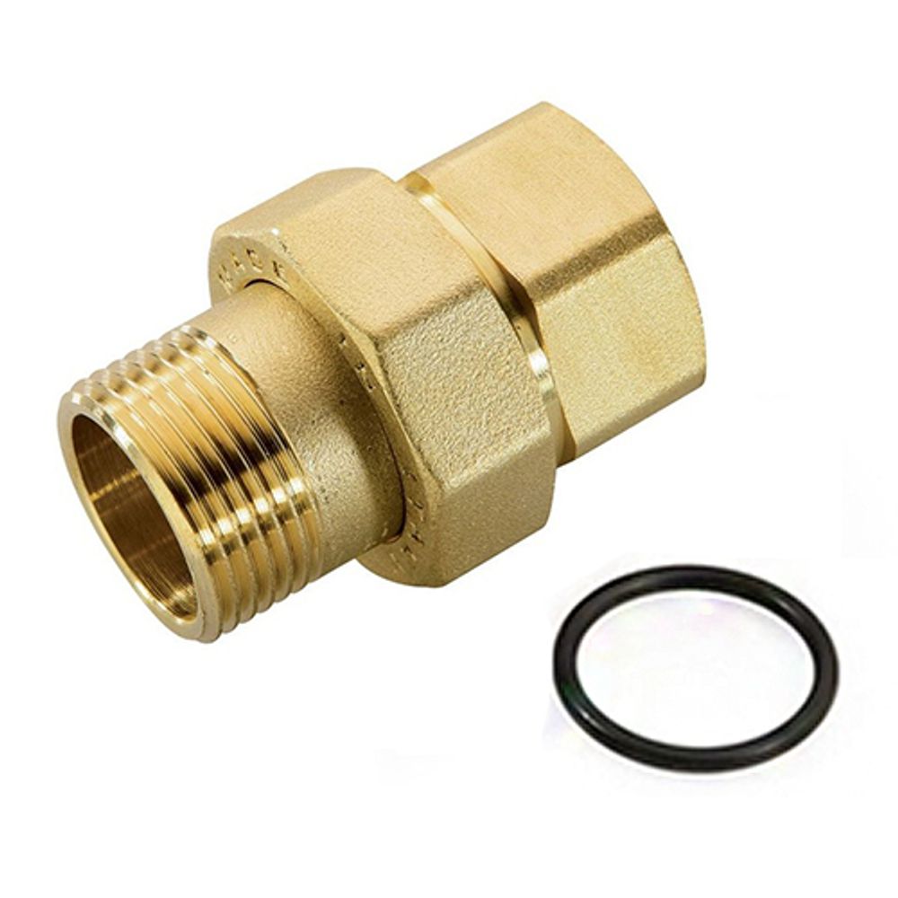 Соединение быстроразъемое (американка) латунное STOUT - 3/8&quot; (ВР/НР, уплотнение o-ring кольцо)