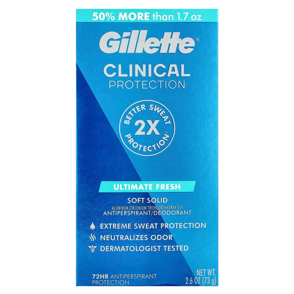 Gillette, Мягкий твердый дезодорант, максимальная свежесть, 73 г (2,6 унции)
