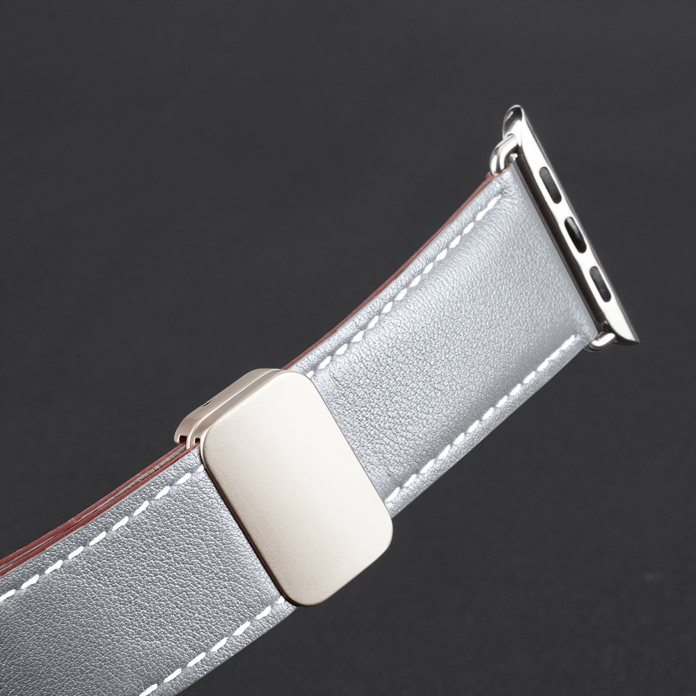 Ремешок из натуральной кожи серого цвета для смарт часов Apple Watch 38, 40, 41, 42мм, серия YA Series от Dux Ducis