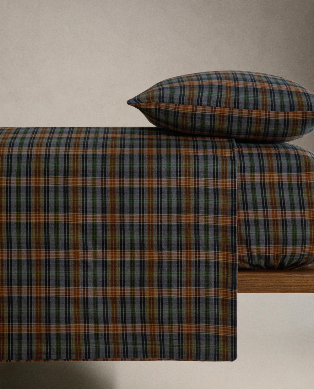 Zara Home - Простыня фланелевые клетчатые брюки, синий, 180х200х30 см