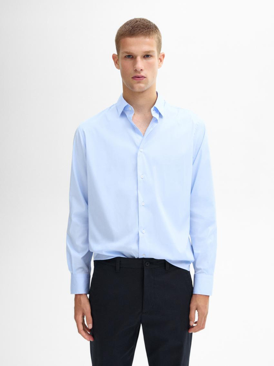Massimo Dutti Рубашка облегающего кроя, небесно-голубой