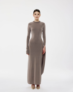 Платье трикотажное коричневое