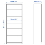 Открытый книжный шкаф - BILLY IKEA/БИЛЛИ ИКЕА, 40х80х202 см, белый
