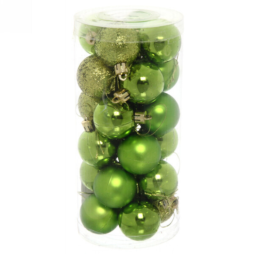 Новогодние шары 4 см (набор 24 шт) «Микс фактур», салатовый