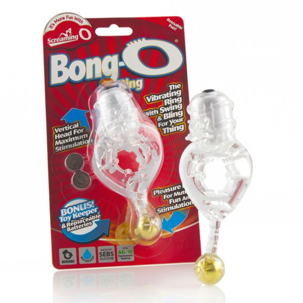 Виброкольцо с золотым шариком Bong O (Цвет: прозрачный)