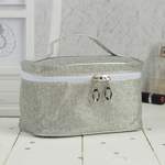 3722677 Косметичка-сундучок, отдел на молнии, зеркало, цвет серебро