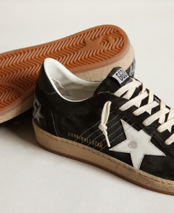 Мужские кеды Golden Goose Men's Ball Star in black suede with white leather star
