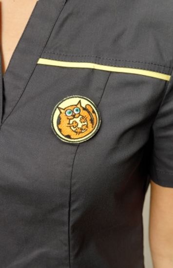 Блуза женская А218 (экстра/серый 110/принт Рыжик/желтый 742)