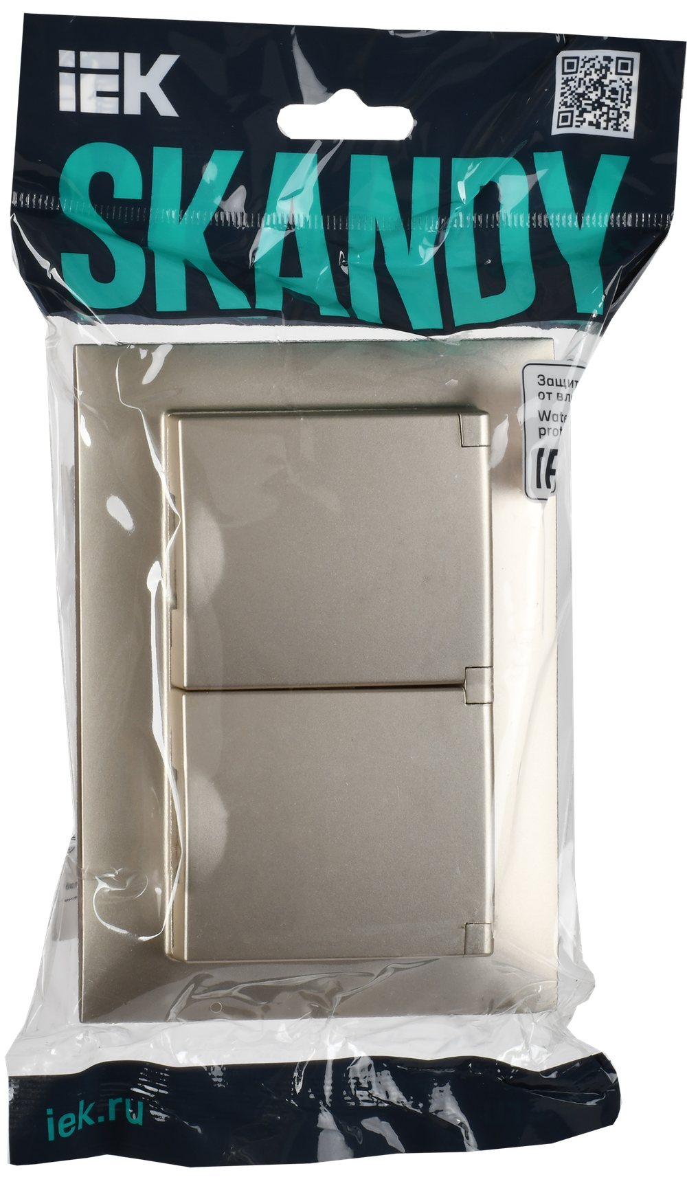 SKANDY Розетка 2-местная и крышкой 16А в сборе IP44 SK-R12Sh шампань IEK