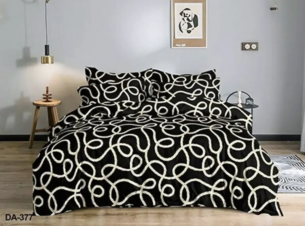 Постельное белье 1,5 полисатин Павлайн Канат на черном (ТТ) 377