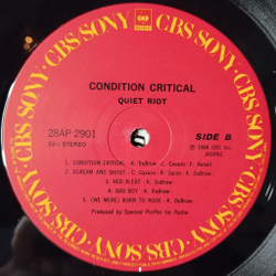 Винтажная виниловая пластинка LP Quiet Riot Condition Critical (Japan 1984) (No Obi) Winners Take All