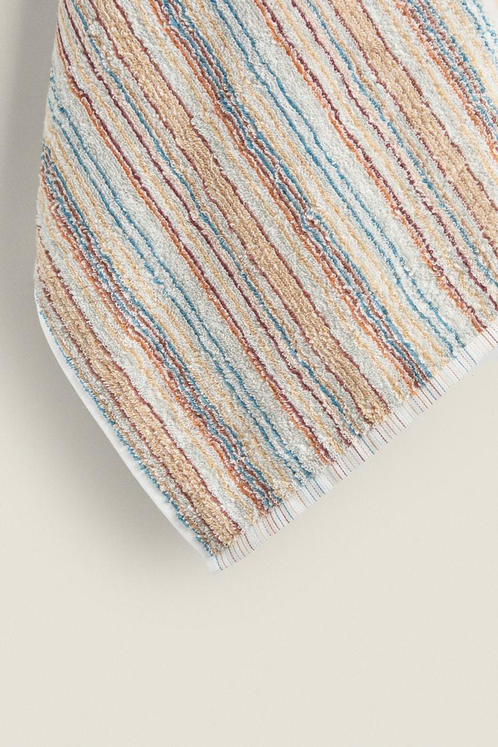 ZARA HOME ПОЛОСАТОЕ КУХОННОЕ ПОЛОТЕНЦЕ ИЗ МАХРОВОЙ ТКАНИ, ГОЛУБОВАТЫЙ