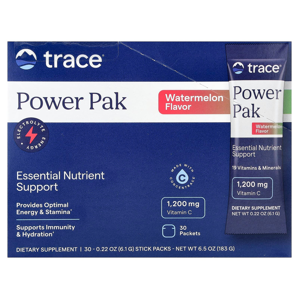 Trace, Power Pak, арбуз, 30 пакетиков в стиках по 6,1 г (0,22 унции)