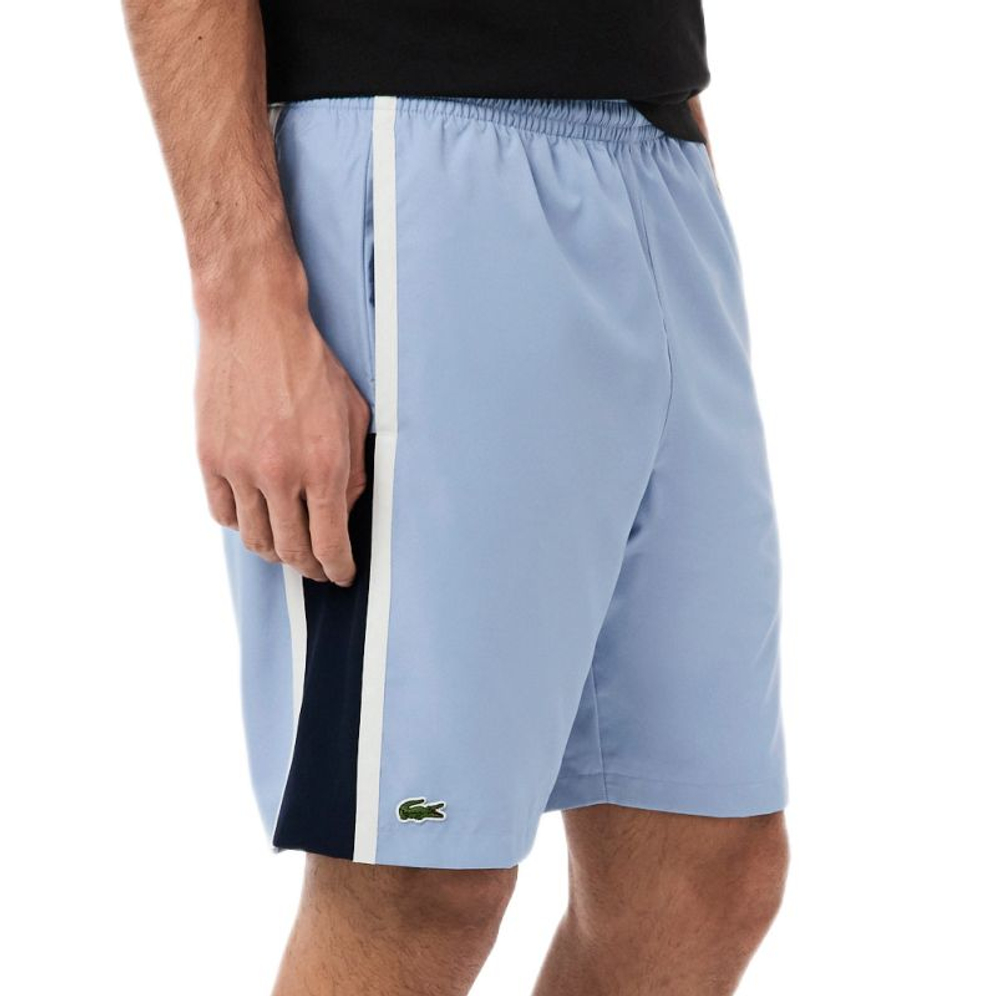 Мужские теннисные шорты Lacoste Sport Colourblock Panels Lightweight - light blue/navy blue/white
