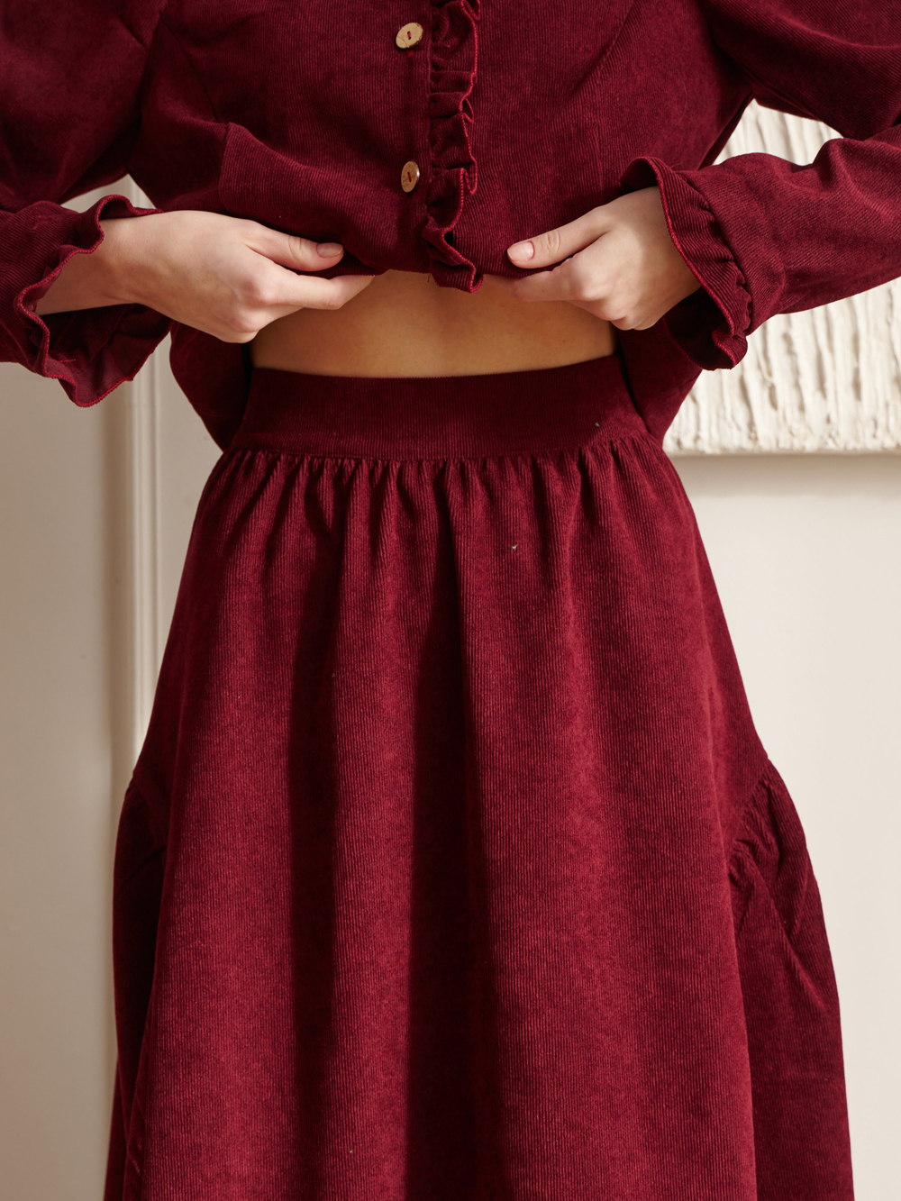 Юбка бохо вельветовая миди