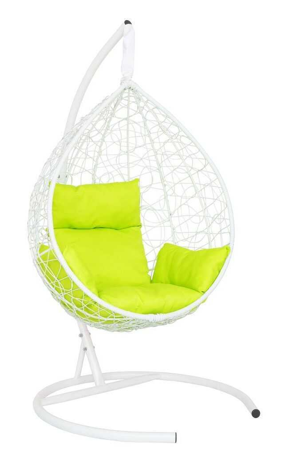 Подвесное кресло-кокон SEVILLA белое, салатовая подушка (Laura Outdoor)