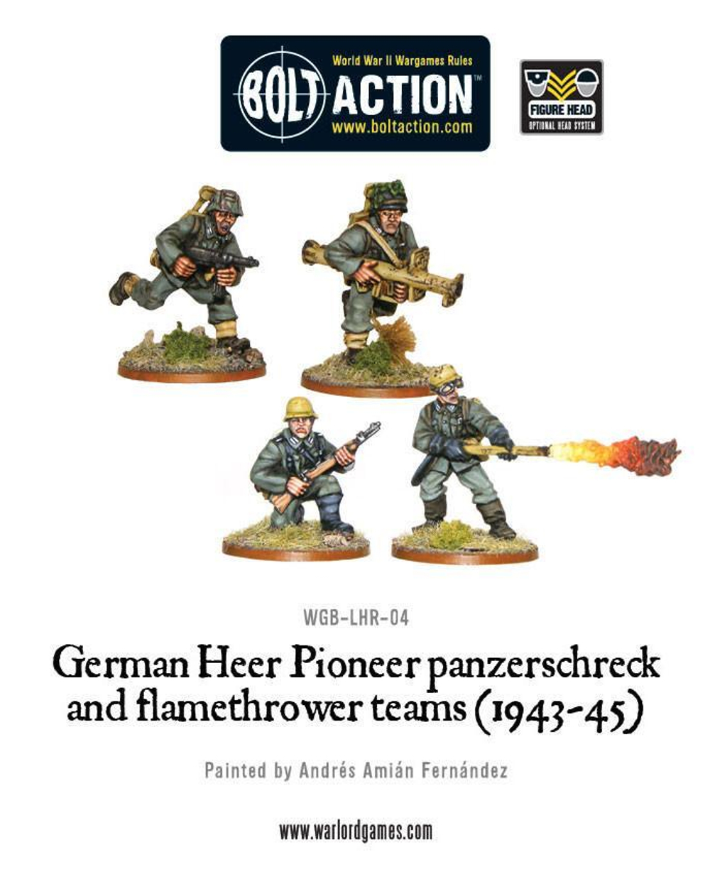 German Heer Pioneer panzerschreck and flamethrower team...