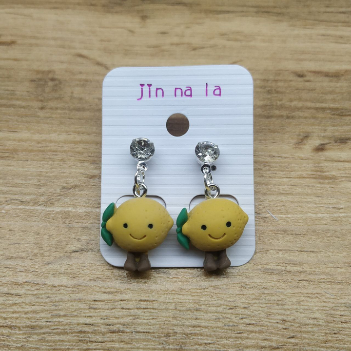 Клипсы Fruits №2 Лимон с ножками кристалл металл серебристый