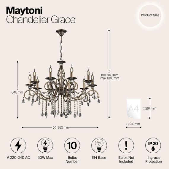 Подвесная люстра Maytoni Grace RC247-PL-10-R