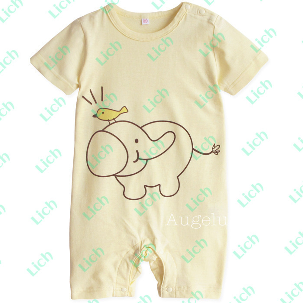 Песочник однотонный с коротким рукавом и различными принтами