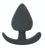 Черная каплевидная анальная силиконовая пробка с ограничителем - 8 см. (Цвет: черный)