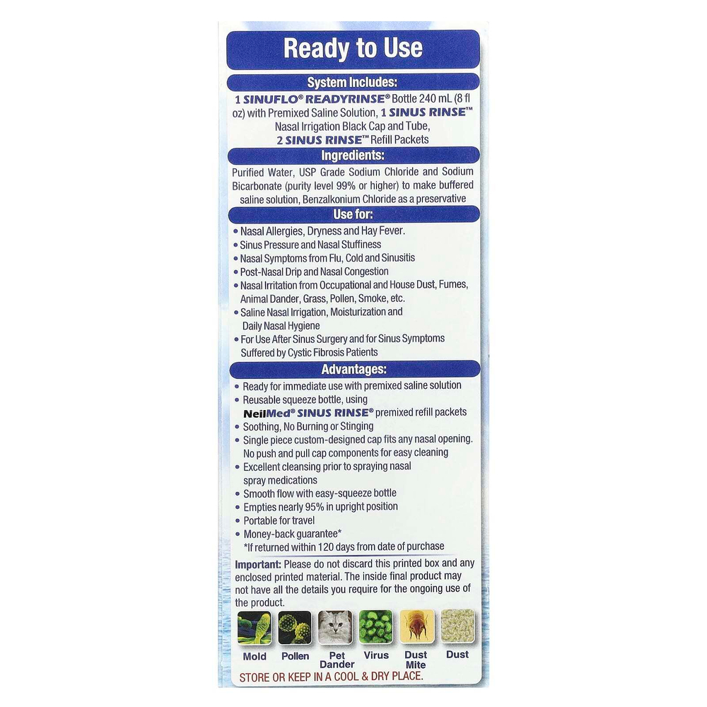 NeilMed, SinuFlo ReadyRinse, смесь для промывания носа, набор из 2 предметов